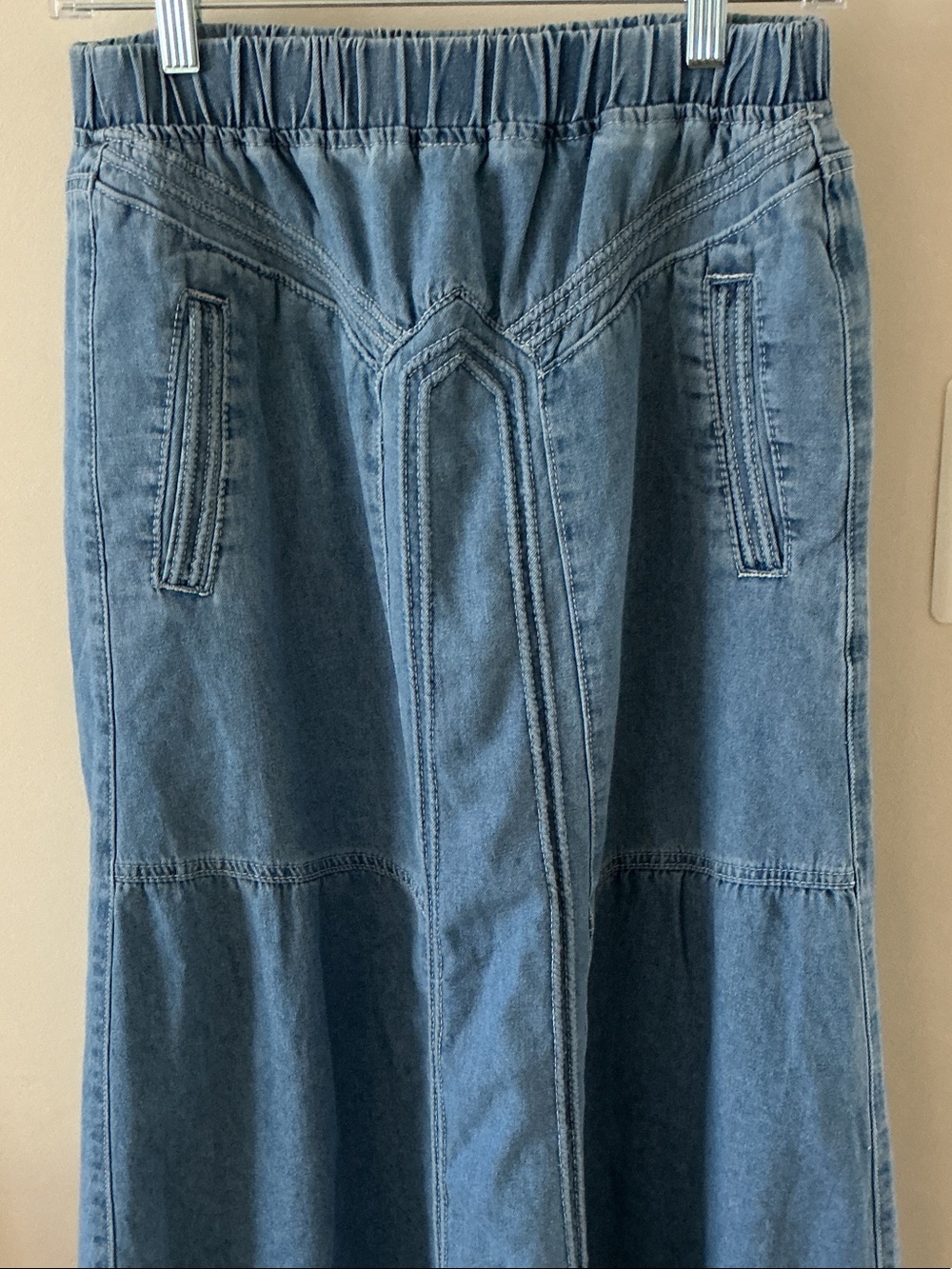 Denim Maxi Skirt in Washed Blue - Picture 2 of 3